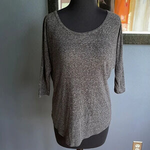 GAP heather gray ribbed stretch raglan / dolman sleeve top.  Small.